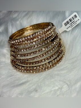 TORRID Gold Rhinestone Coil Bracelet Stack